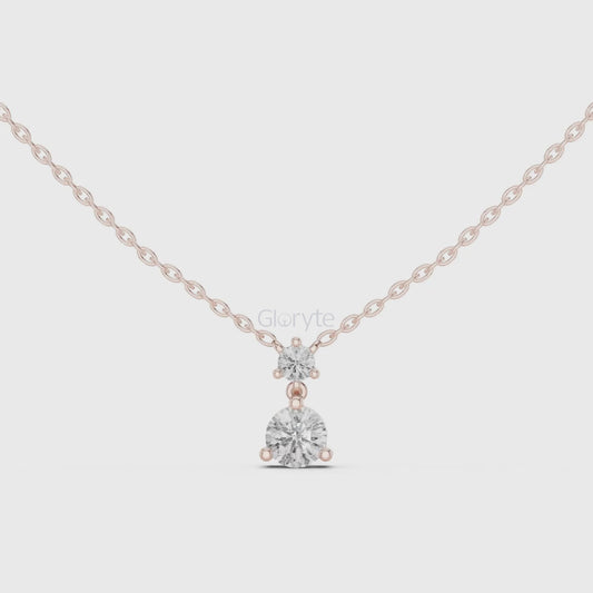 Two Stone Diamond Pendant Necklace