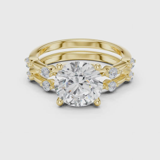 Diamond Bridal Set with Side Stones – 2.86 Carat