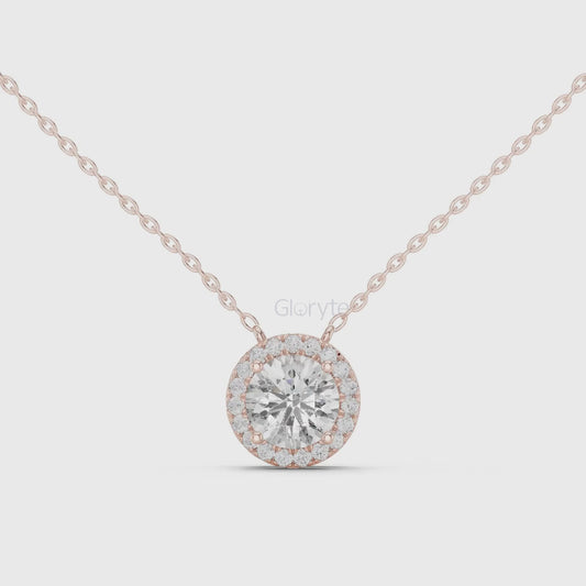 Round Halo Diamond Pendant Necklace (2.38 CT)