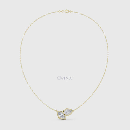 Pear and Marquise Diamond Duo Necklace