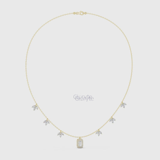 Emerald Halo & Marquise Diamond Necklace