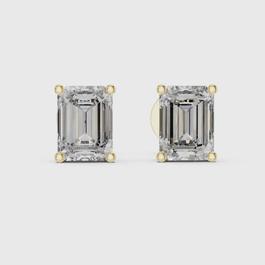 Emerald Cut Diamond Stud Earrings