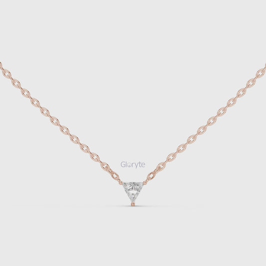 Triangle Solitaire Diamond Pendant Necklace