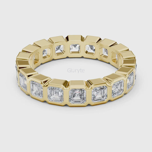 Asscher Cut Diamond Bezel-Set Eternity Band