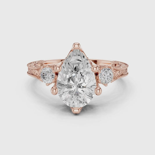 Pear Diamond Vintage Bridal Ring