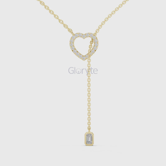 Diamond Heart Drop Pendant Necklace with Accent Chain – Includes Chain
