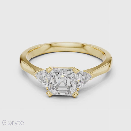 Three Stone Diamond Ring Collection | 1.30 CTW | Trillion Side Stones