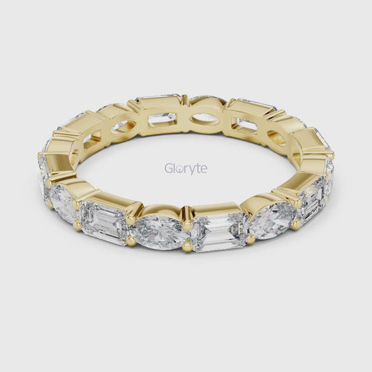 Emerald & Oval Cut Diamond Eternity Band