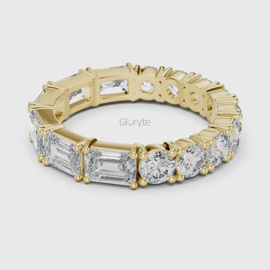 Emerald & Round Diamond Eternity Band