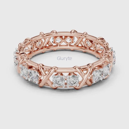 Criss-Cross Diamond Eternity Band – Round Cut
