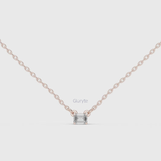 Emerald Cut Solitaire Diamond Pendant Necklace
