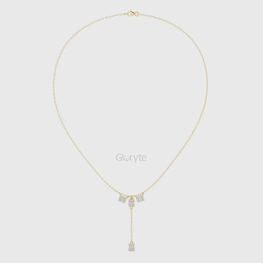 Baguette Cluster Drop Diamond Necklace