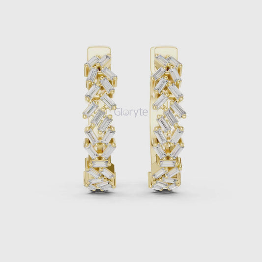 Baguette Cluster Hoop Earrings