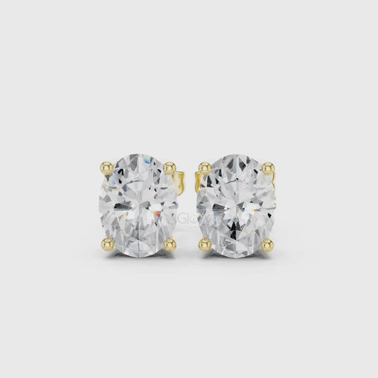 Oval Diamond Stud Earrings