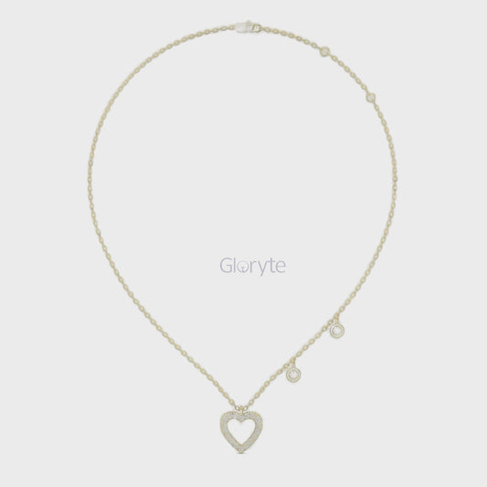 Diamond Heart Pendant Necklace with Dangling Accents