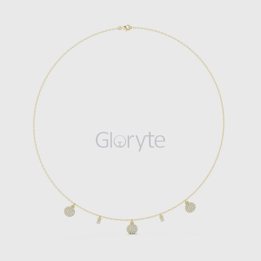 Diamond Charm Necklace – Pave Disc & Solitaire Pendant
