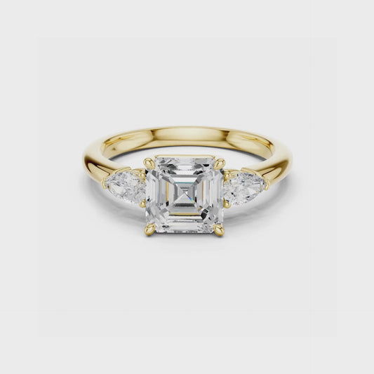 Three-Stone Engagement Ring with Pear Side Diamonds