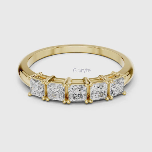 Princess Cut Five Stone Diamond Eternity Band Ring