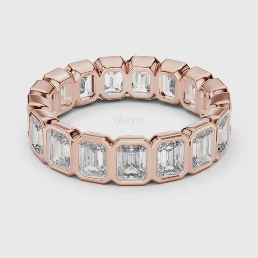 Emerald Cut Bezel Set Eternity Band