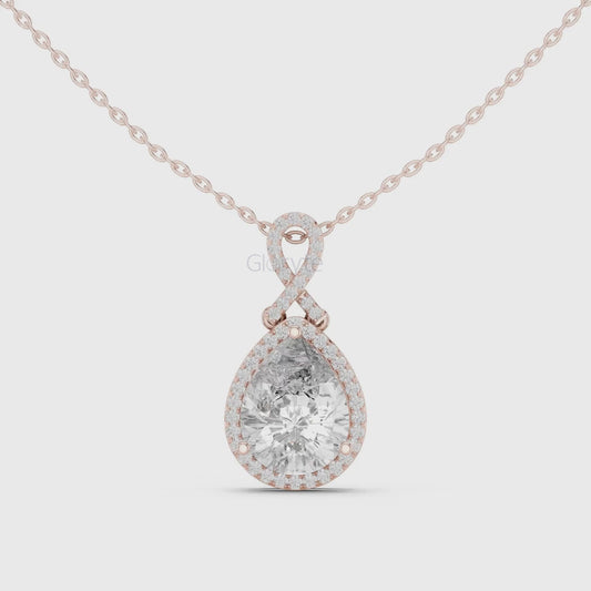 Infinity Halo Pear Pendant Necklace