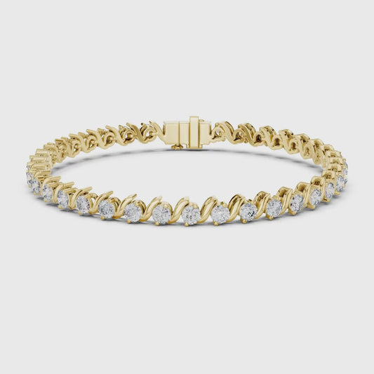 Wave-Design Diamond Tennis Bracelet 2.90mm
