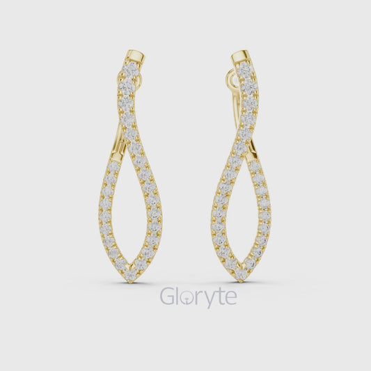 Twist Hoop Diamond Earrings with Modern Wave