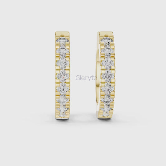 Classic Round Cut Diamond Hoop Earrings