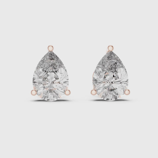 Pear Cut Diamond Solitaire Earrings